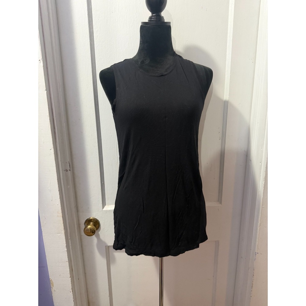 Adrienne Vittadini Black Short Sleeve Tank Top in S (95 Modal/5 Spandex)
